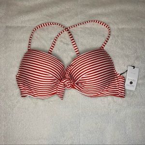 NWT Shade & Shore Red Striped Bikini Top